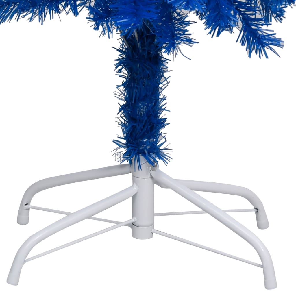 vidaXL Forhåndsbelyst kunstig juletre med stativ blå 180 cm PVC
