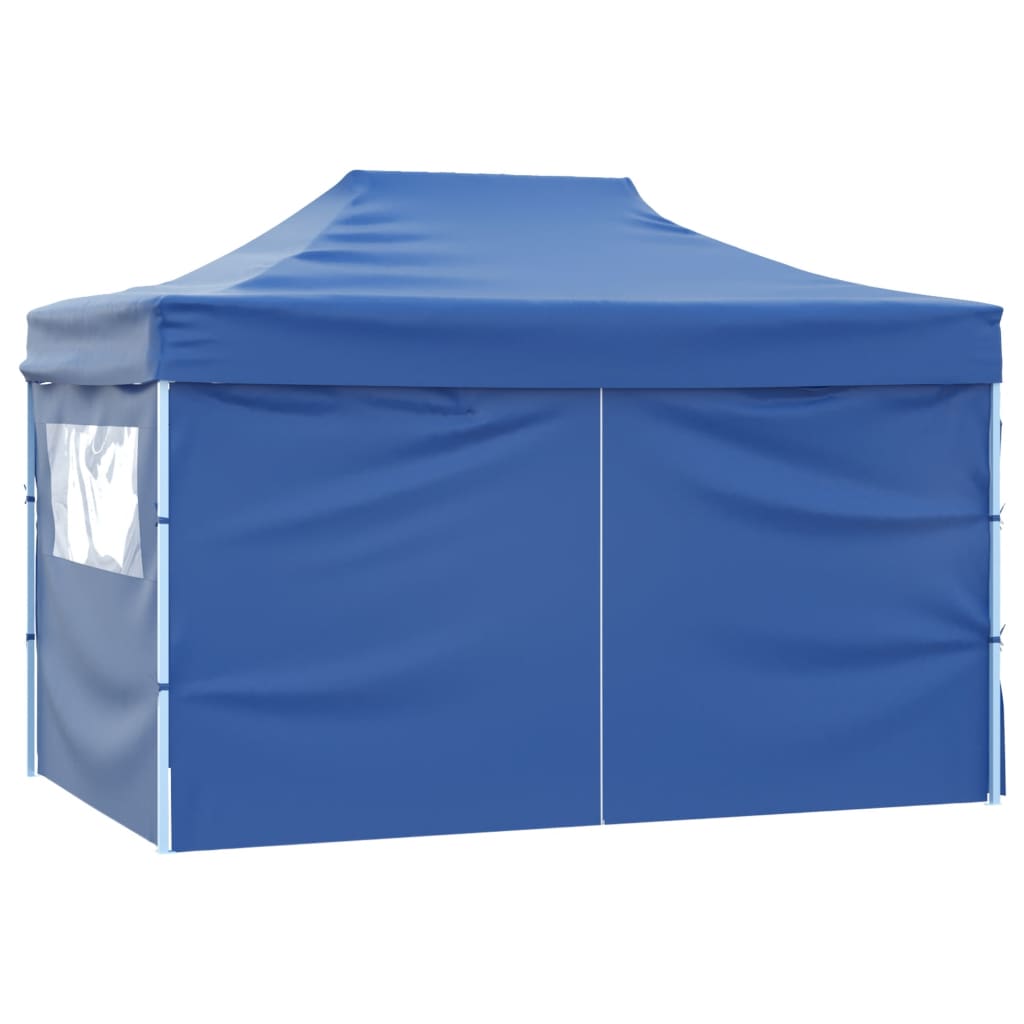 vidaXL Sammenleggbart telt popup med 4 sidevegger 3x4,5 m blå