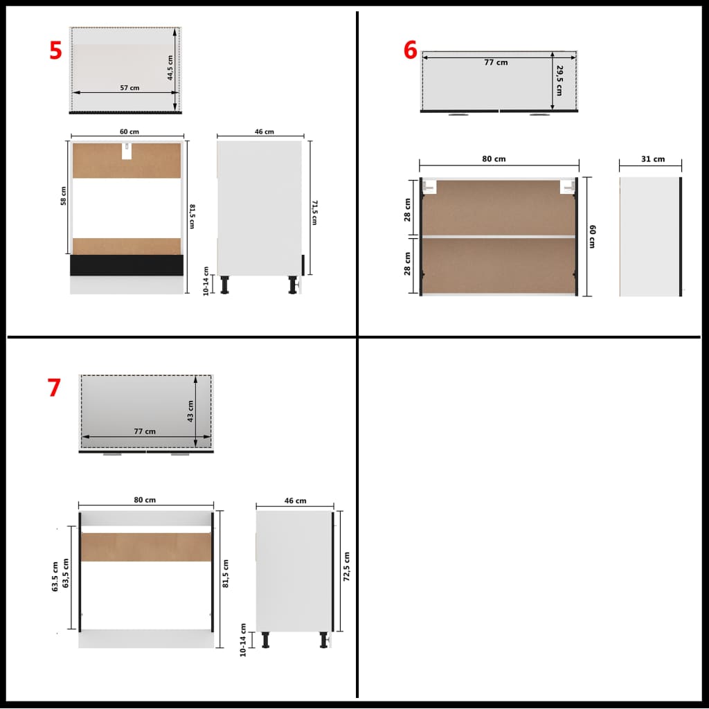 vidaXL Kjøkkenskapsett 7 deler svart sponplate