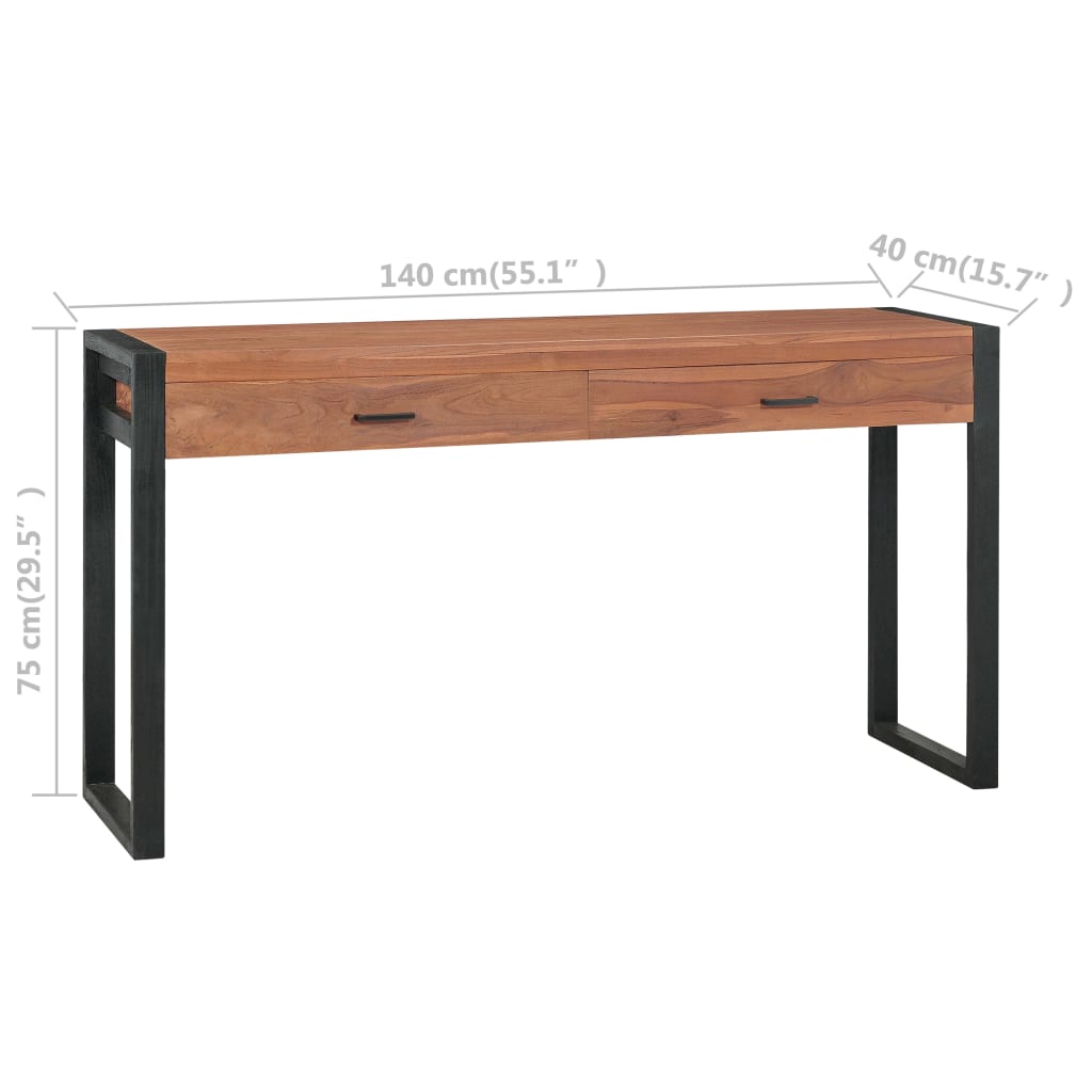 vidaXL Skrivebord med 2 skuffer 140x40x75 cm teak