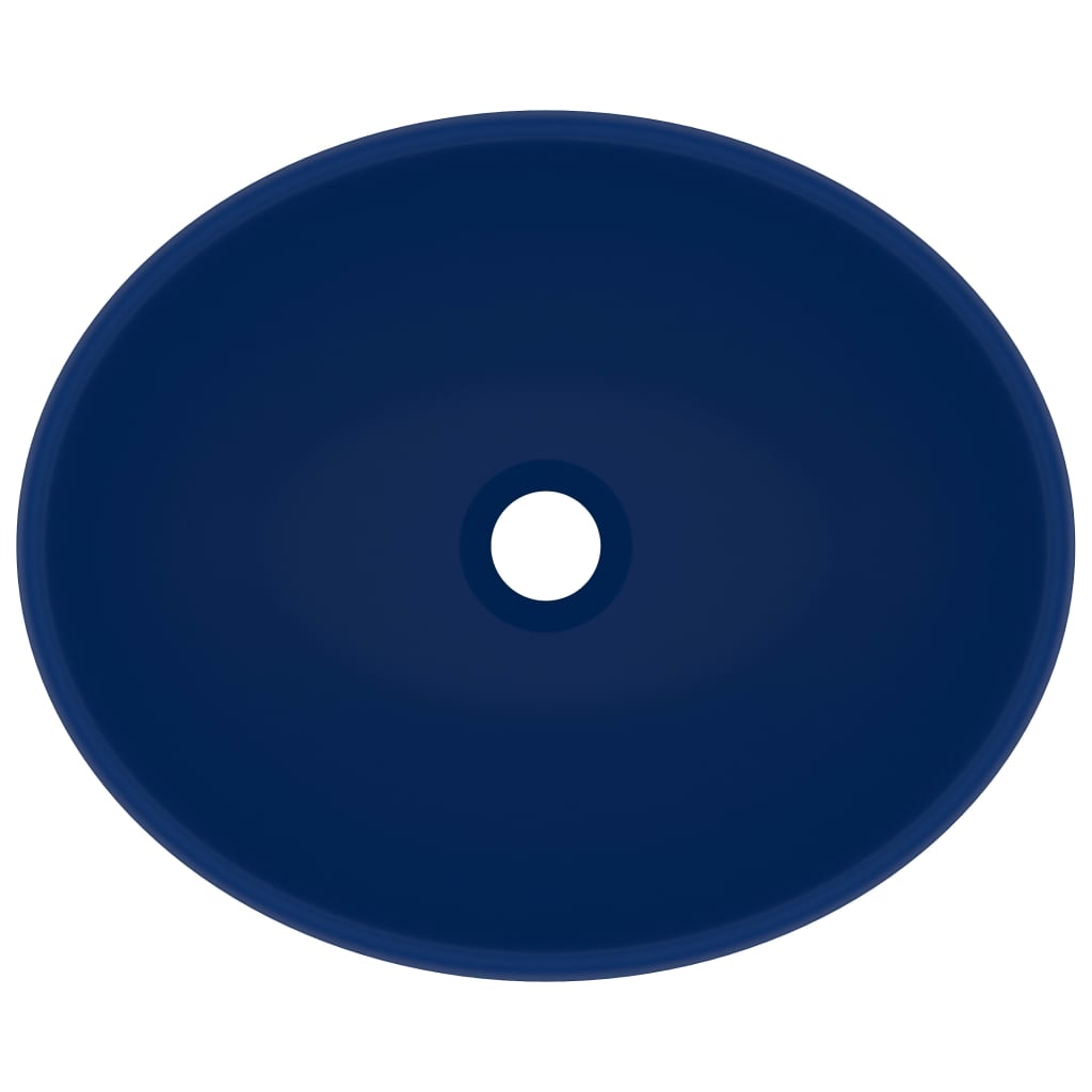 vidaXL Luksuriøs servant ovalformet matt mørkeblå 40x33 cm keramisk