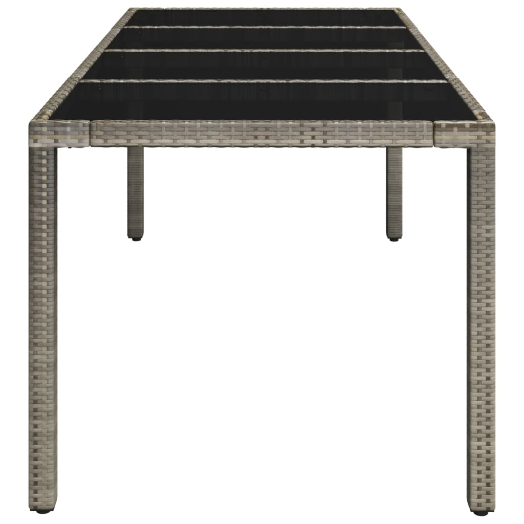 vidaXL Hagebord med glassplate grå 190x90x75 cm polyrotting
