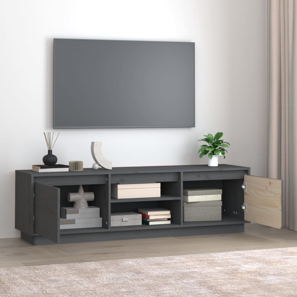 vidaXL TV-benk grå 140x35x40 cm heltre furu