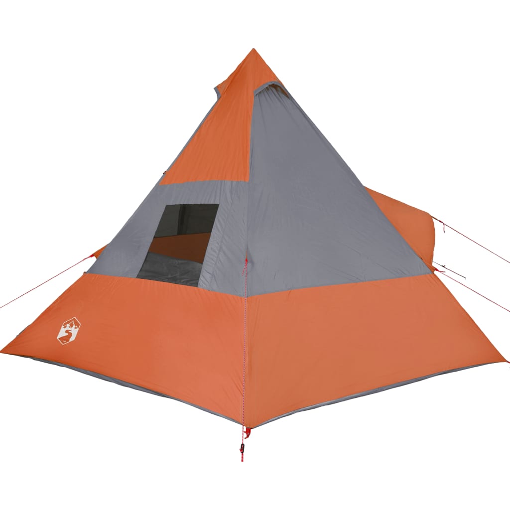 vidaXL Campingtelt tipi 7 personer grå og oransje vanntett