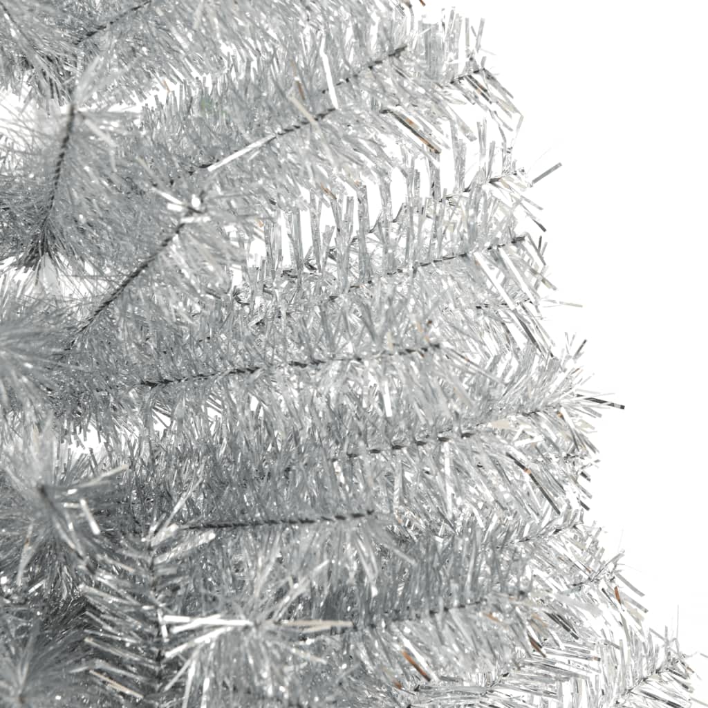 vidaXL Kunstig halvt juletre med stativ sølv 210 cm PET