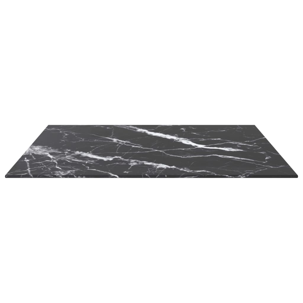 vidaXL Bordplate svart 70x70 cm 6 mm herdet glass med marmor design