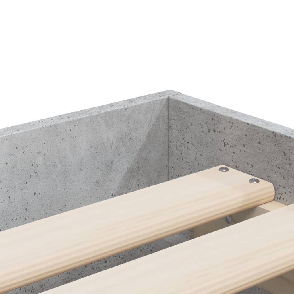 vidaXL Sengeramme med skuffer betonggrå 75x190 cm konstruert tre