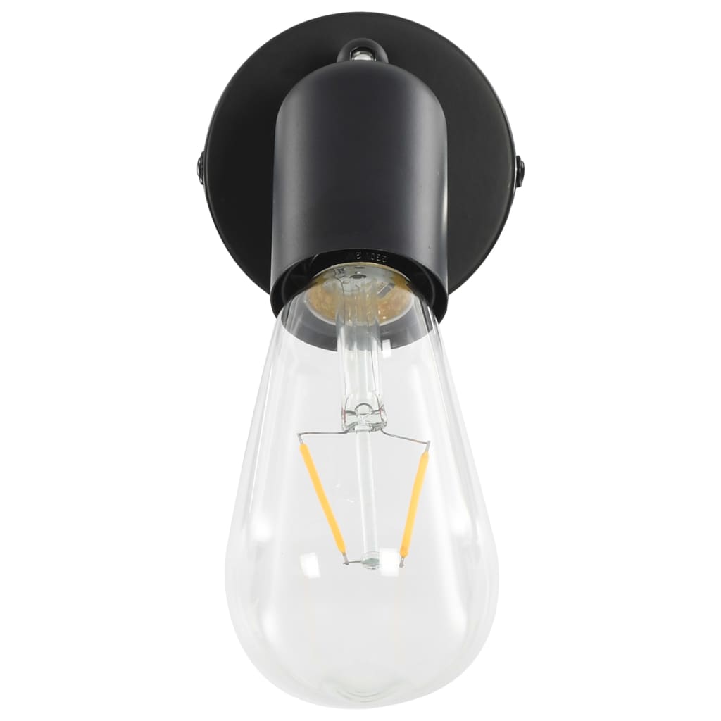 vidaXL Spotlys 2 stk med glødelamper 2 W svart E27