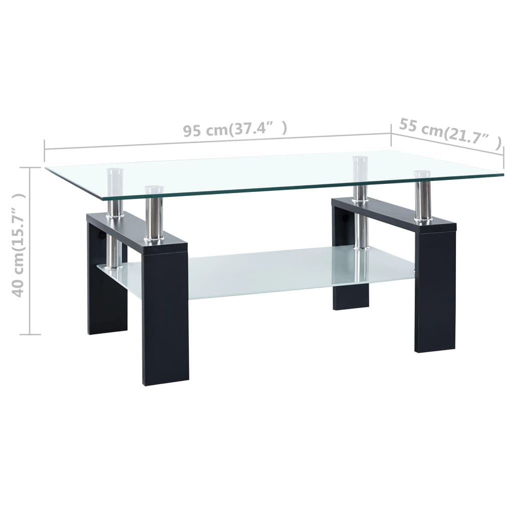 vidaXL Salongbord svart og gjennomsiktig 95x55x40 cm herdet glass