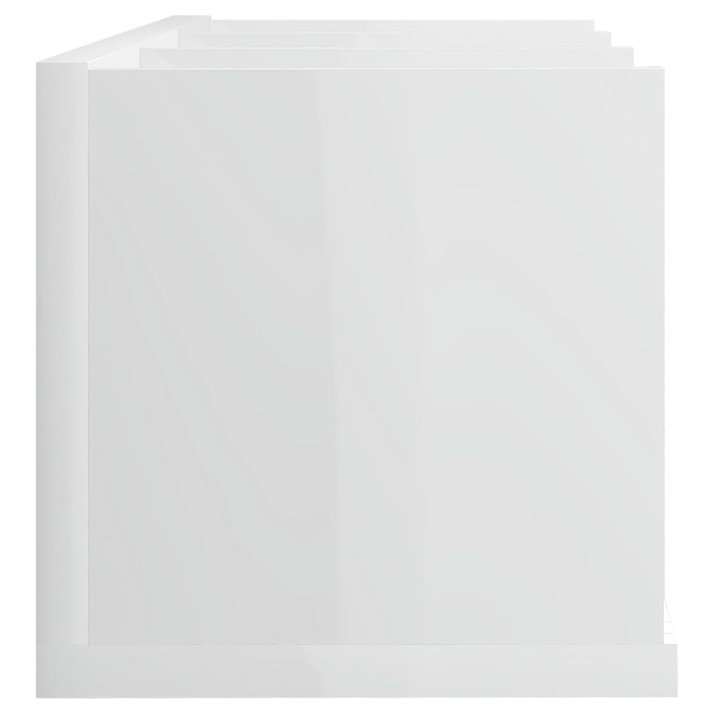 vidaXL Veggmontert CD-hylle høyglans hvit 75x18x18 cm sponplate