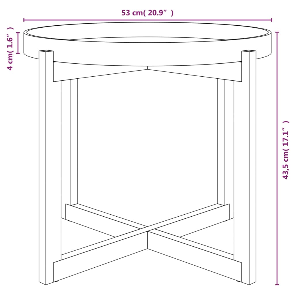 vidaXL Sidebord hvit 53x53x43,5 cm konstruert tre og heltre furu