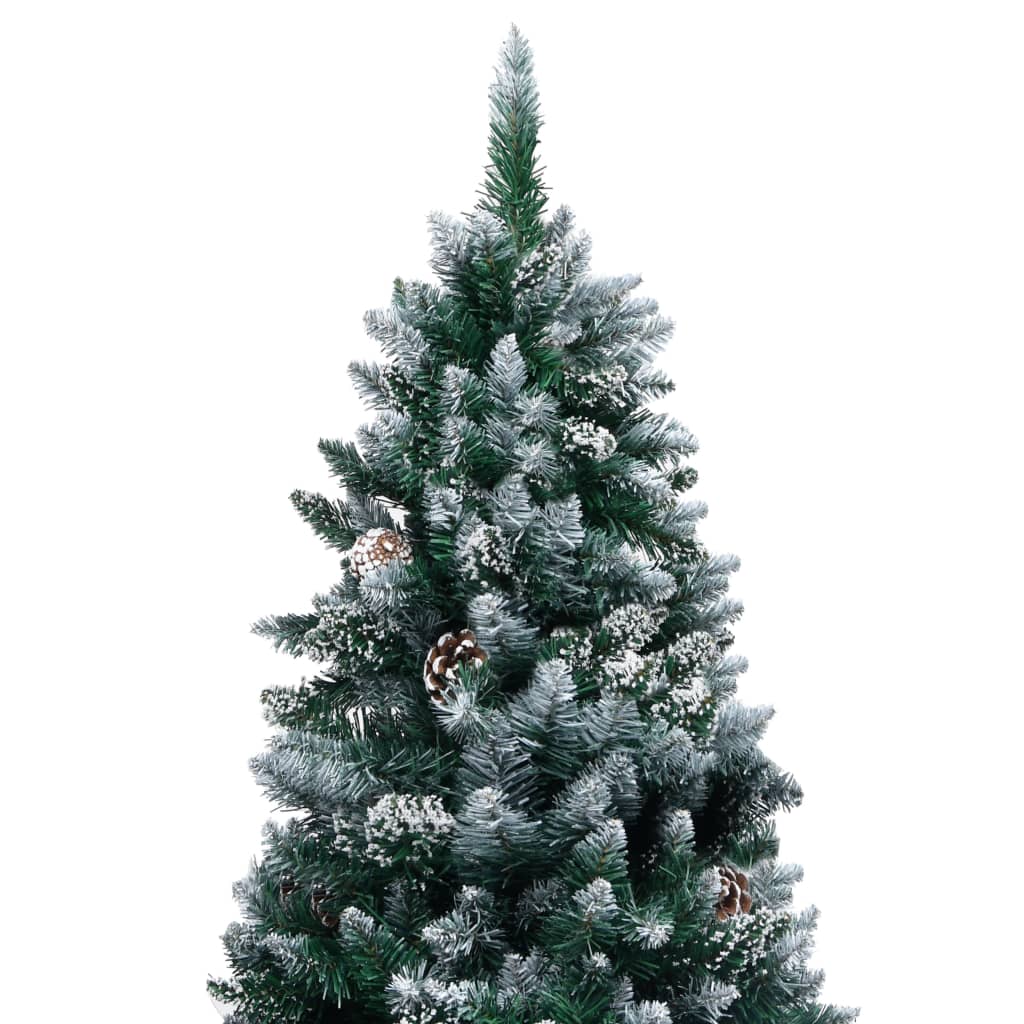 vidaXL Kunstig juletre med LED og furukongler og hvit snø 150 cm