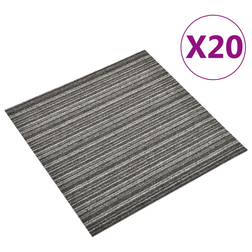vidaXL Teppefliser gulv 20 stk 5 m² 50x50 cm stripet antrasitt
