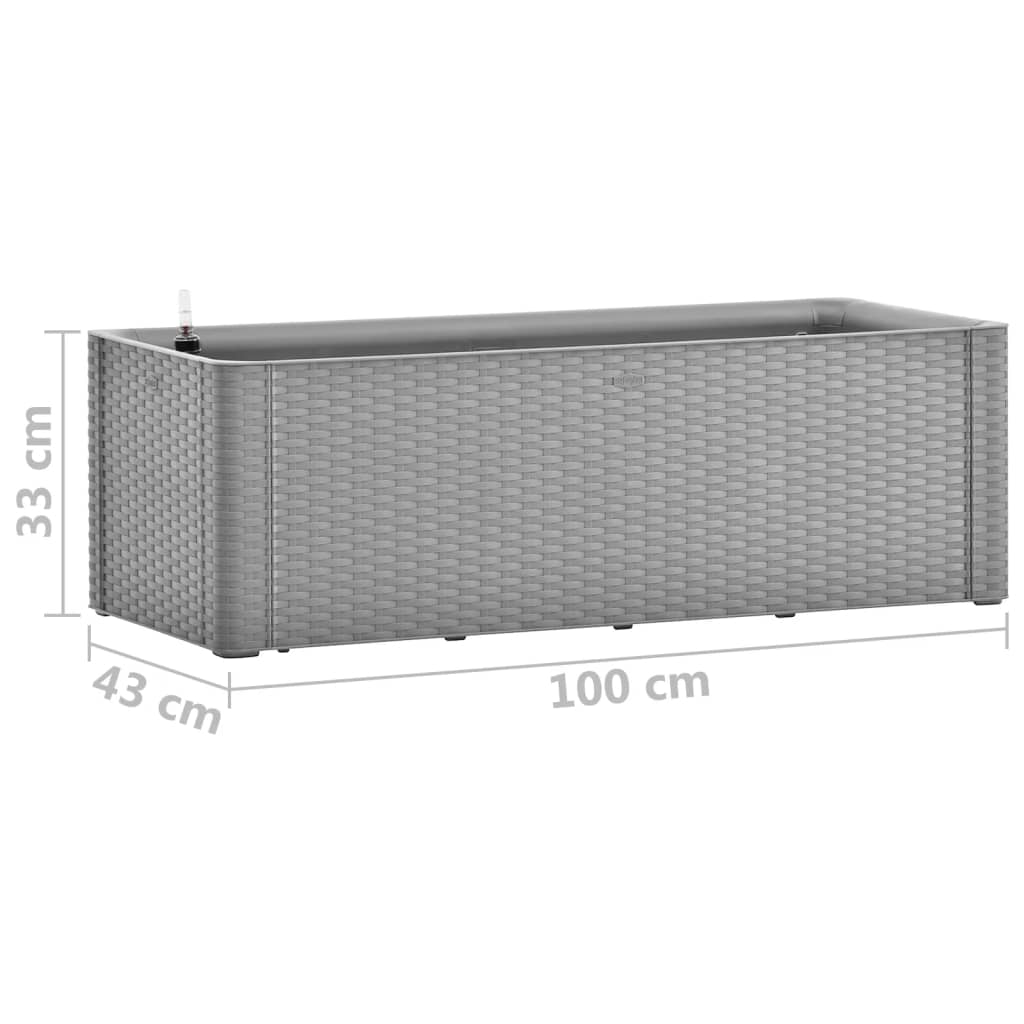 vidaXL Høybed med selvvanningssystem grå 100x43x33 cm