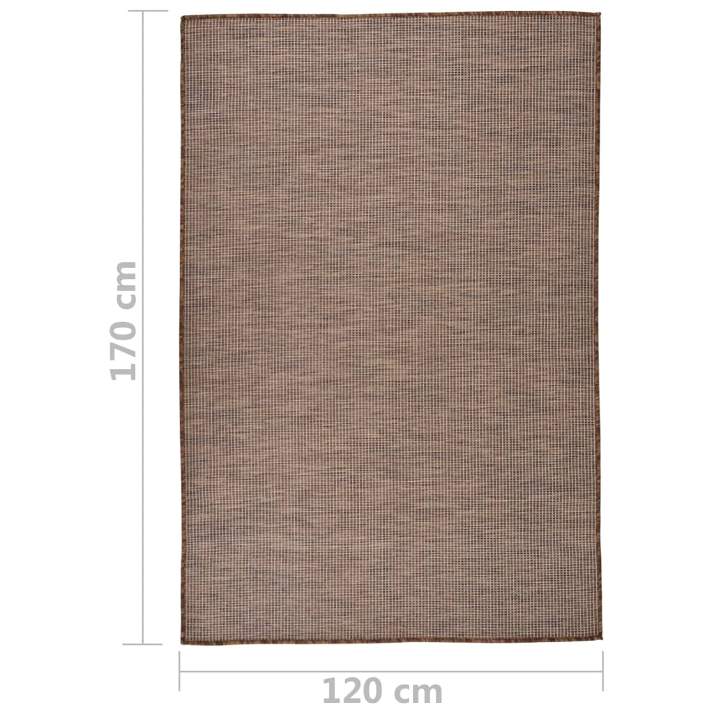 vidaXL Utendørs flatvevd teppe 120x170 cm brun