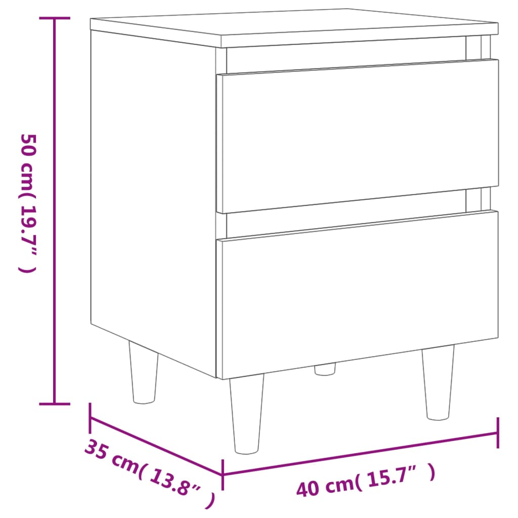 vidaXL Nattbord med ben i heltre 2 stk røkt eik 40x35x50 cm