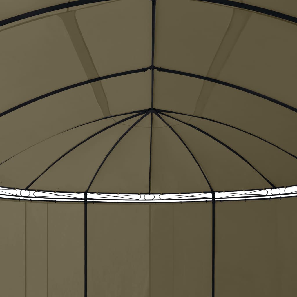 vidaXL Paviljong med gardiner 520x349x255 cm gråbrun 180 g/m²