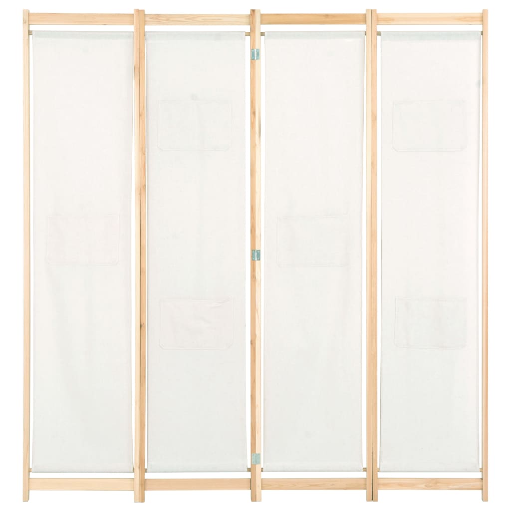 vidaXL Romdeler 4 paneler kremhvit 160x170x4 cm stoff