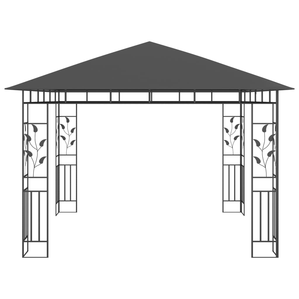 vidaXL Paviljong med myggnett og LED-lysslynge 3x3x2,73 m antrasitt