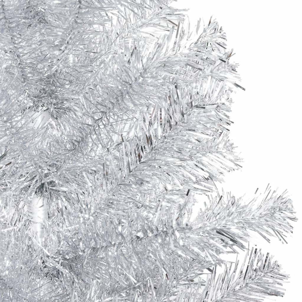 vidaXL Forhåndsbelyst kunstig juletre med kulesett sølv 120 cm PVC