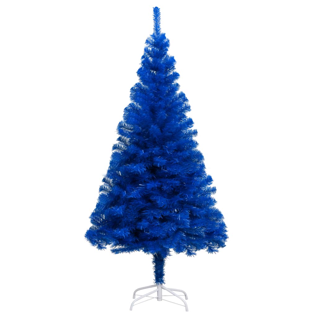 vidaXL Forhåndsbelyst kunstig juletre med kulesett blå 180 cm PVC