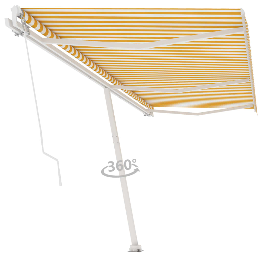 vidaXL Frittstående manuell uttrekkbar markise 600x300 cm gul og hvit