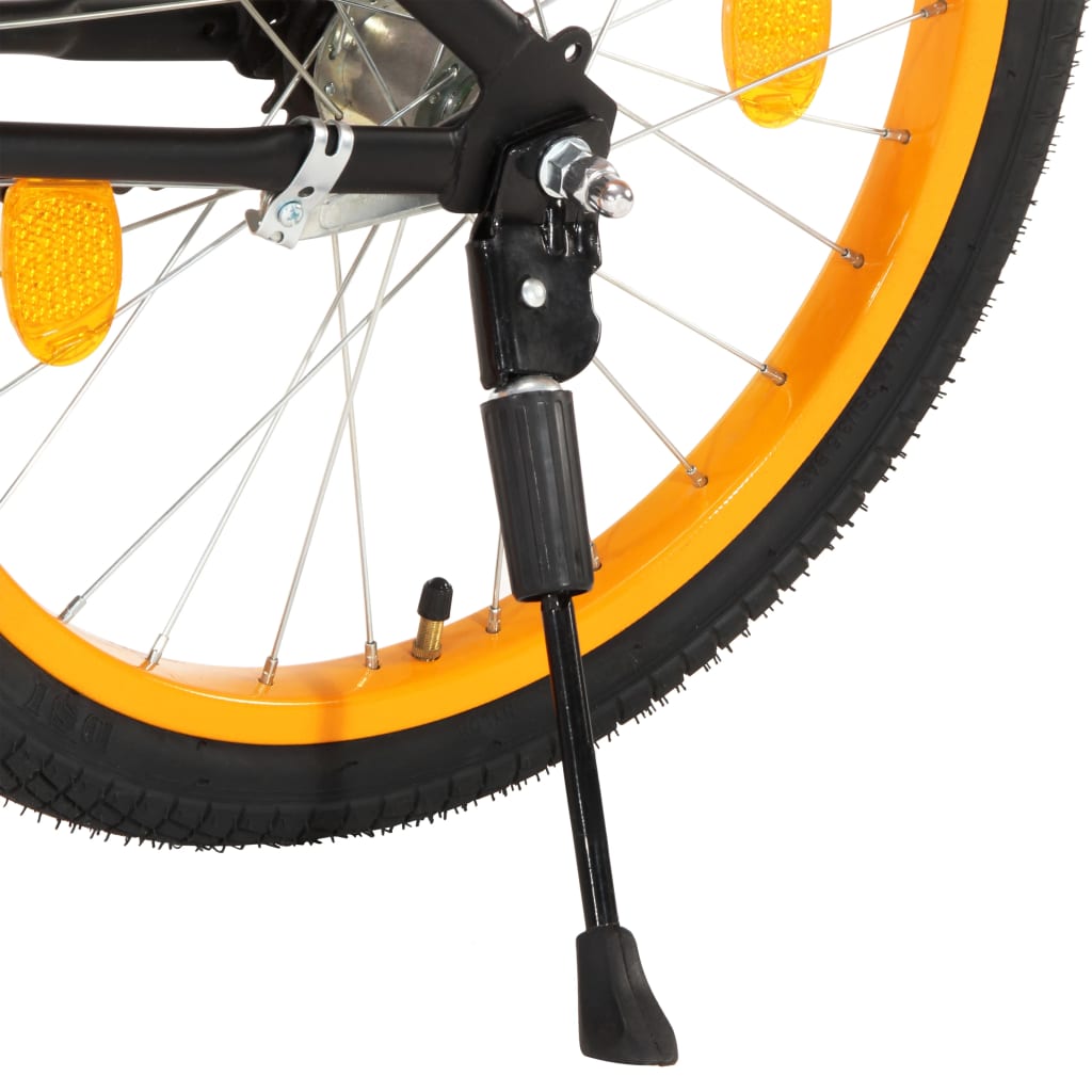 vidaXL Barnesykkel med bagasjebrett foran 18 tommer svart og oransje