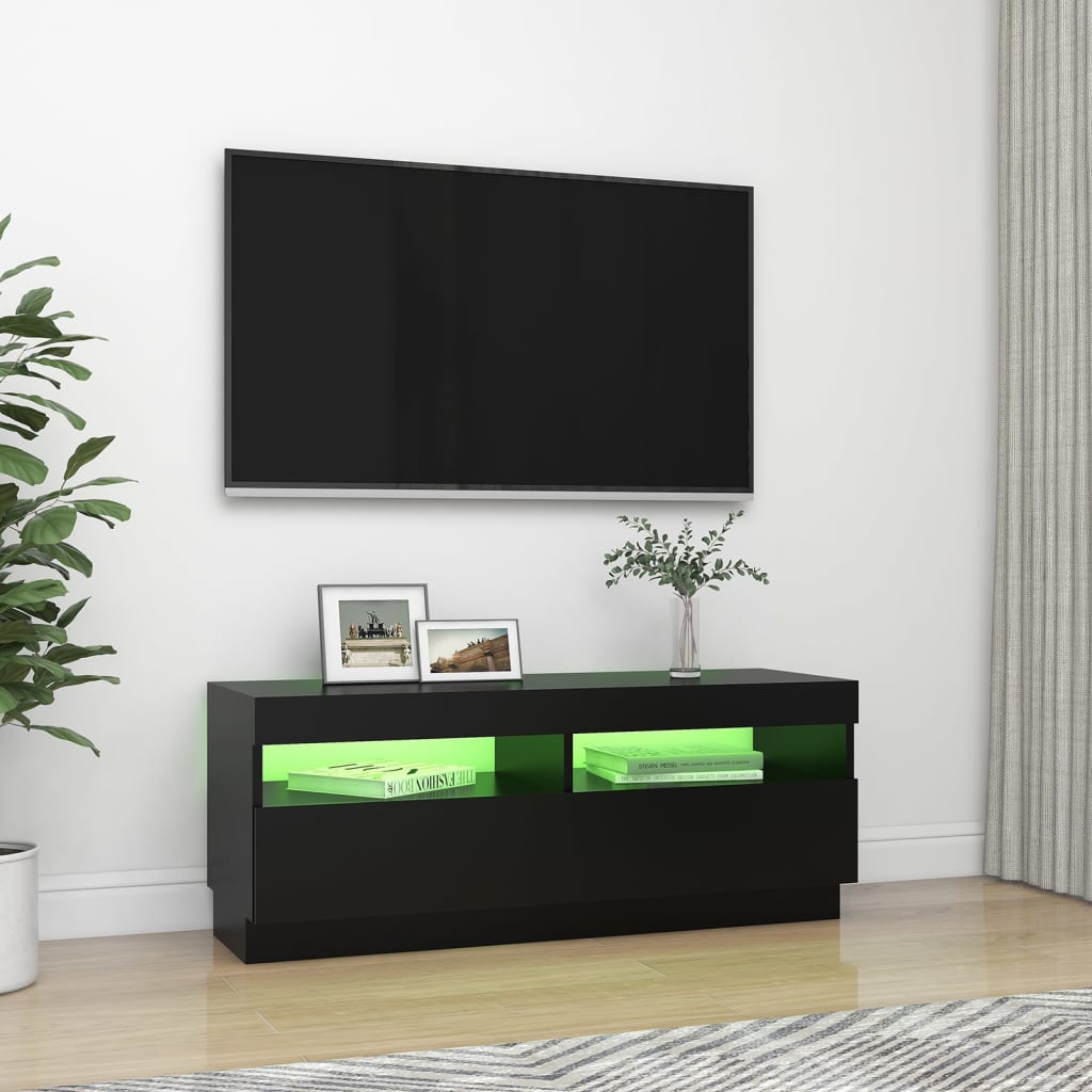 vidaXL TV-benk med LED-lys svart 100x35x40 cm