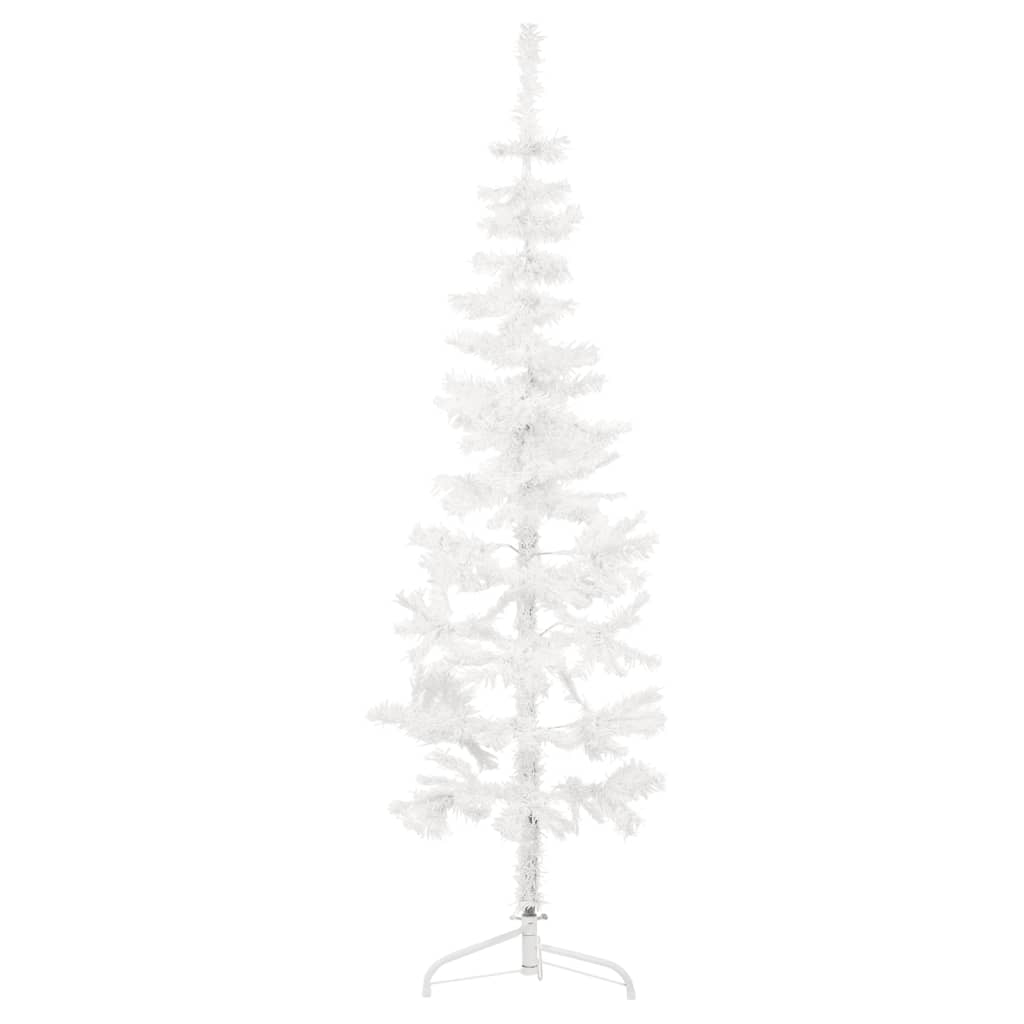 vidaXL Kunstig halvt juletre med stativ slankt hvit 150 cm