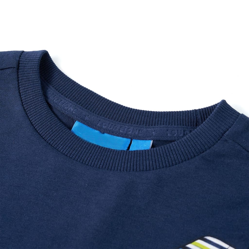 T-skjorte for barn med lange ermer marineblå 92