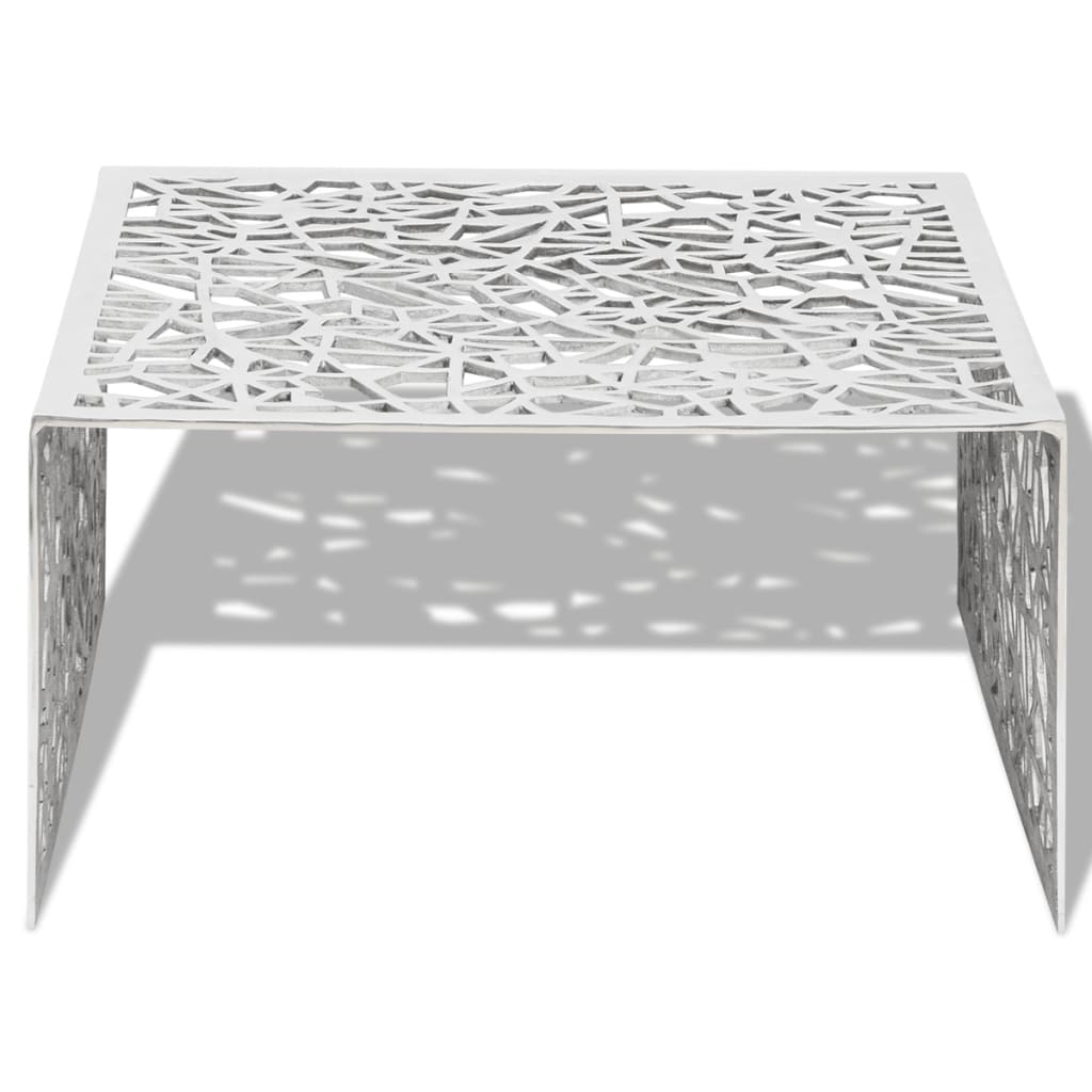 vidaXL Salongbord geometrisk åpent design aluminium sølv
