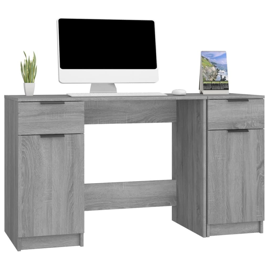 vidaXL Skrivebord med sideskap grå sonoma konstruert tre