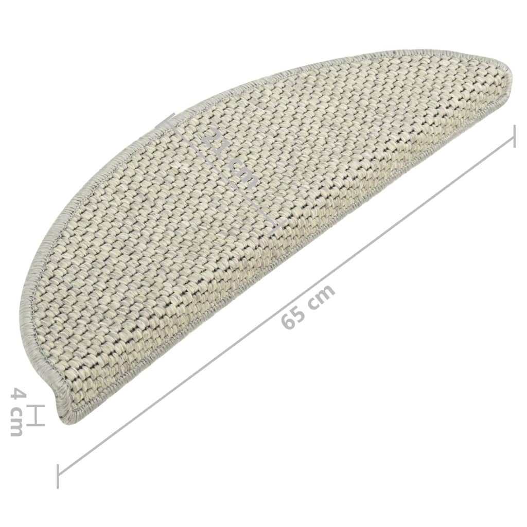 vidaXL Selvklebende trappematter sisal-utseende 15 stk 65x21x4 cm grå