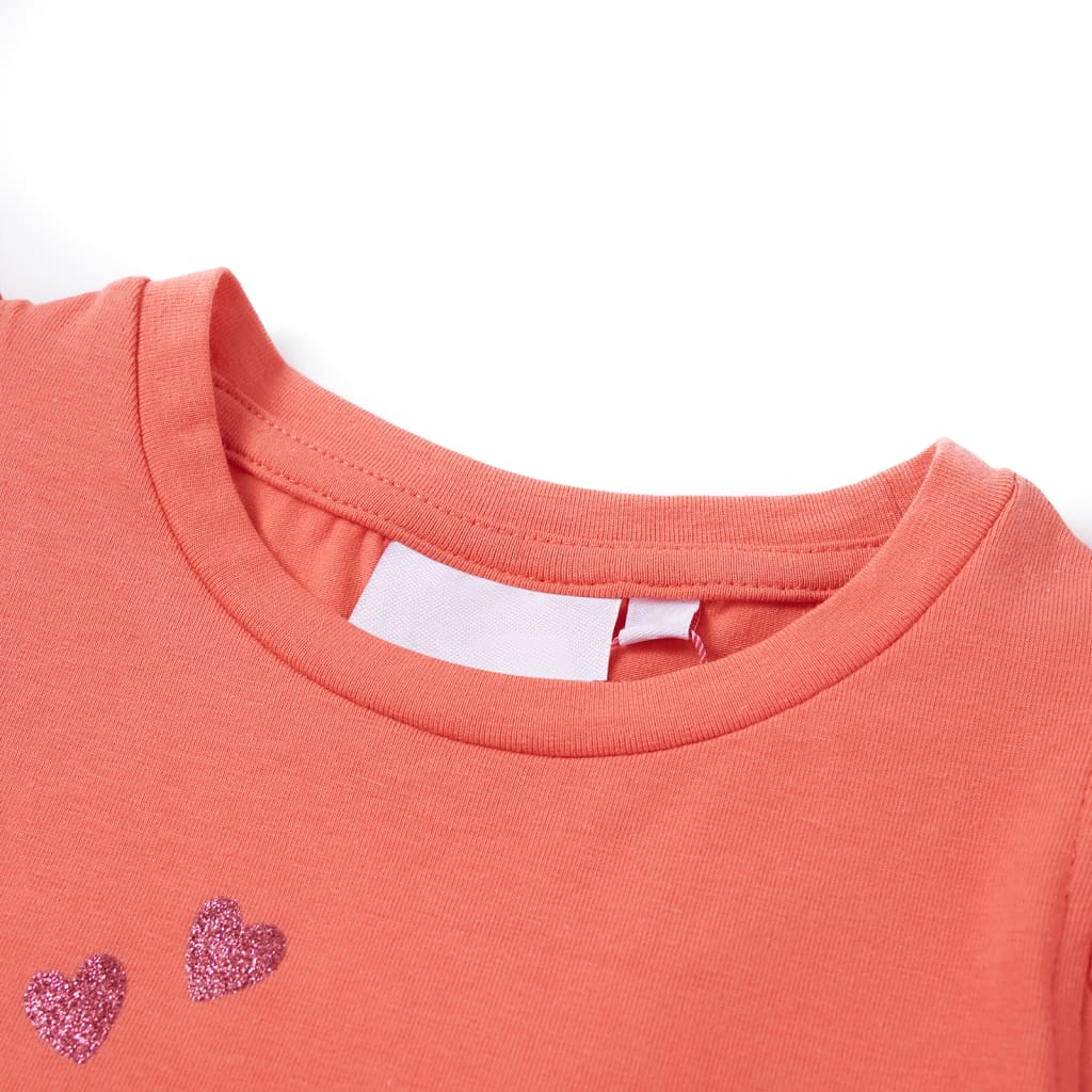 T-skjorte for barn med volangermer korall 104