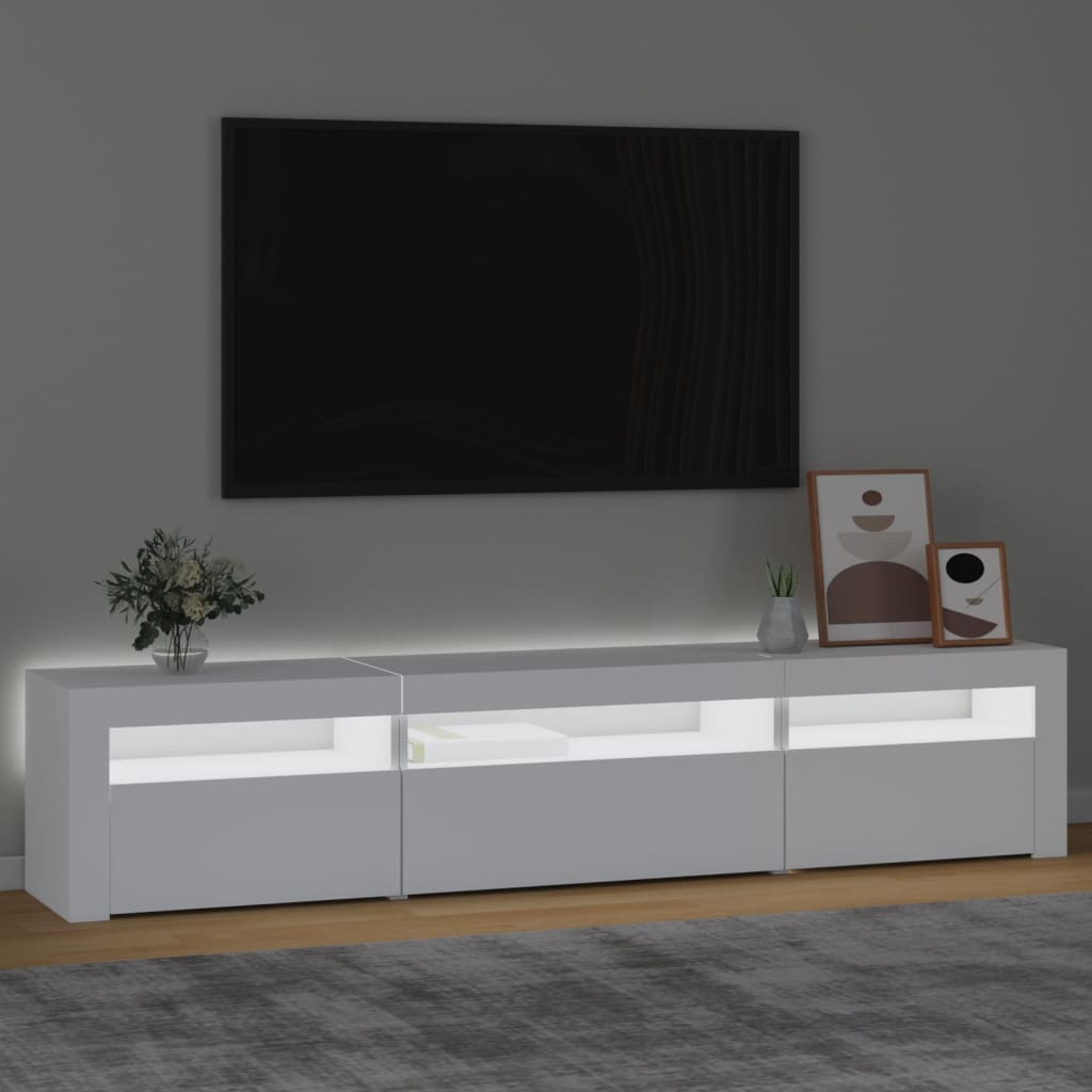 vidaXL TV-benk med LED-lys hvit 195x35x40 cm