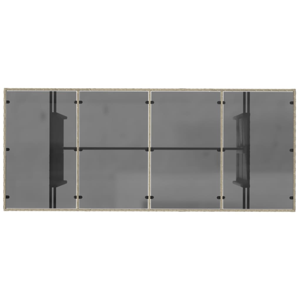 vidaXL Hagebord med glassplate lysegrå 190x80x74 cm polyrotting