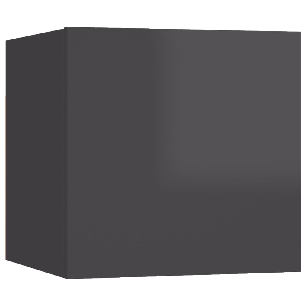 vidaXL Vegghengte TV-benker 8 stk høyglans grå 30,5x30x30 cm