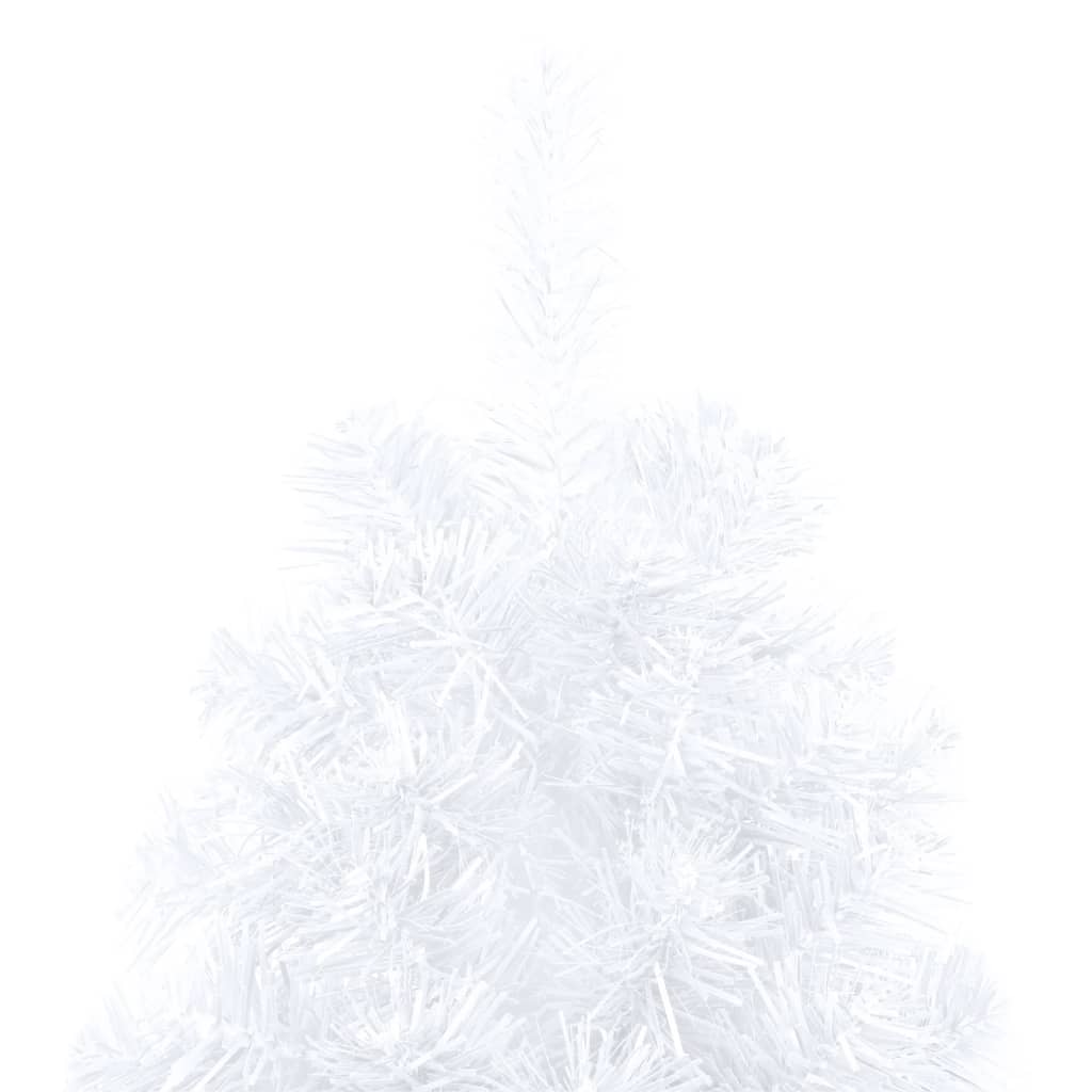 vidaXL Forhåndsbelyst kunstig halvt juletre med kulesett hvit 240 cm