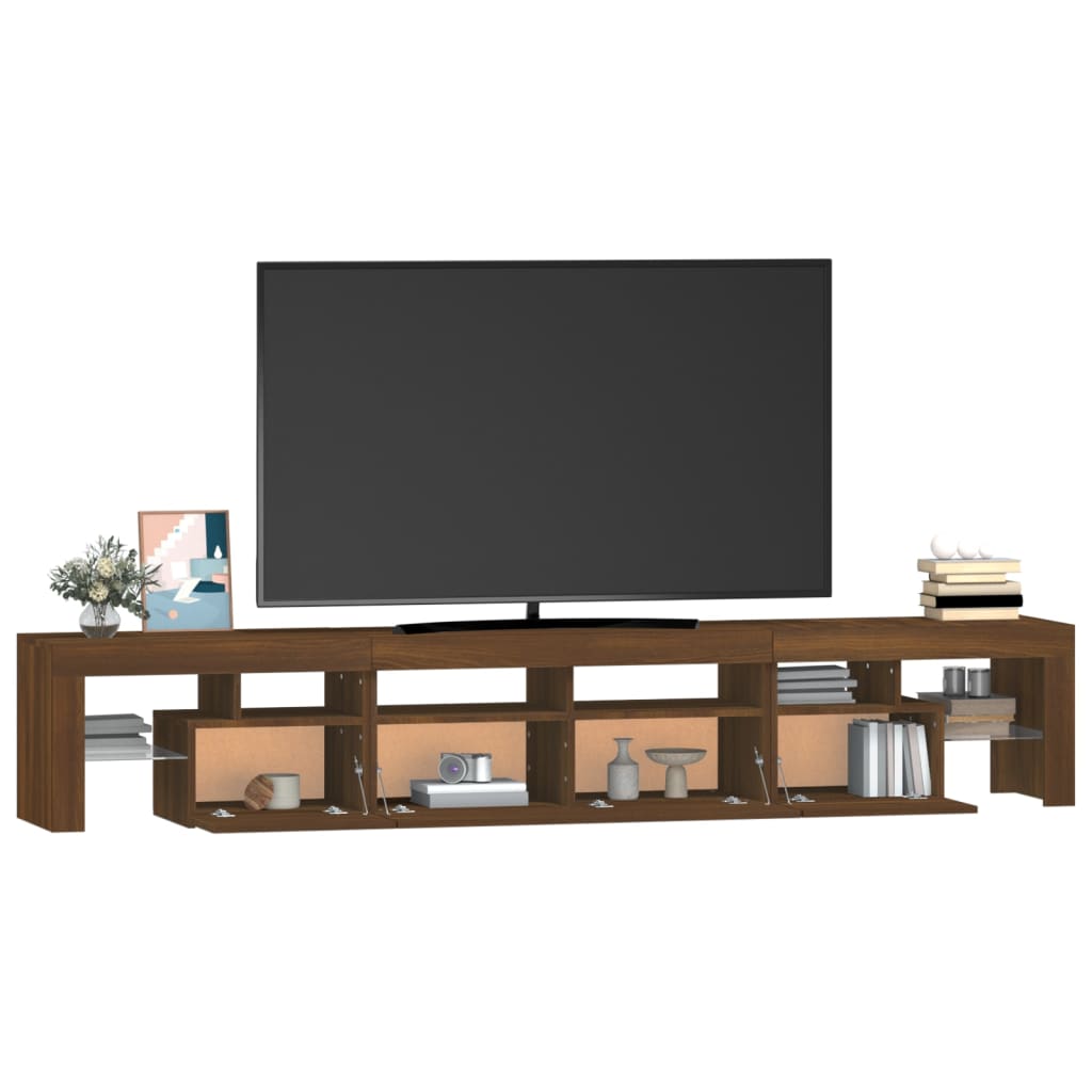 vidaXL TV-benk med LED-lys brun eik 230x36,5x40 cm