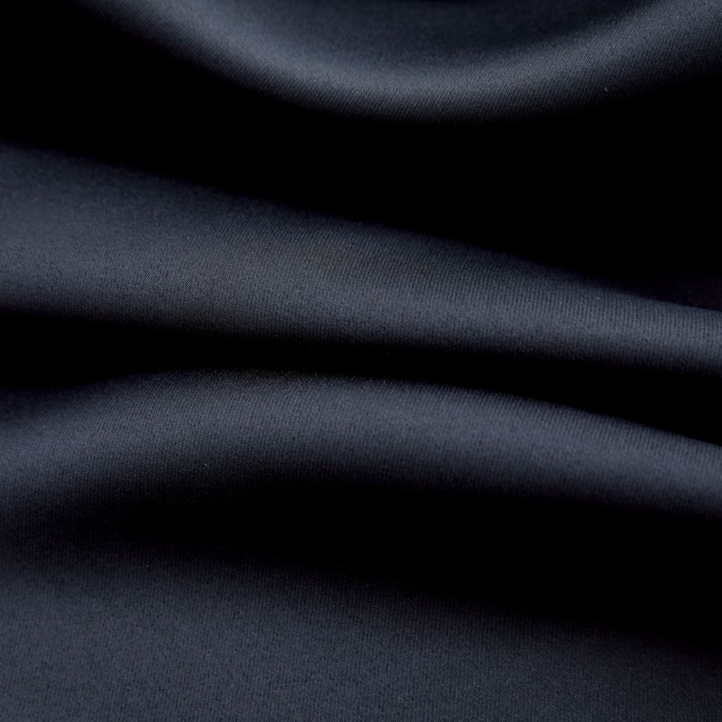 vidaXL Lystette gardiner med metallringer 2 stk svart 140x225 cm
