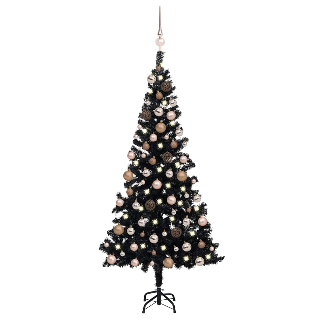 vidaXL Kunstig juletre med LED og kulesett 150 cm PVC svart
