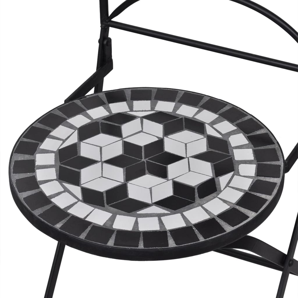 vidaXL Sammenleggbare bistrostoler 2 stk keramikk svart og hvit