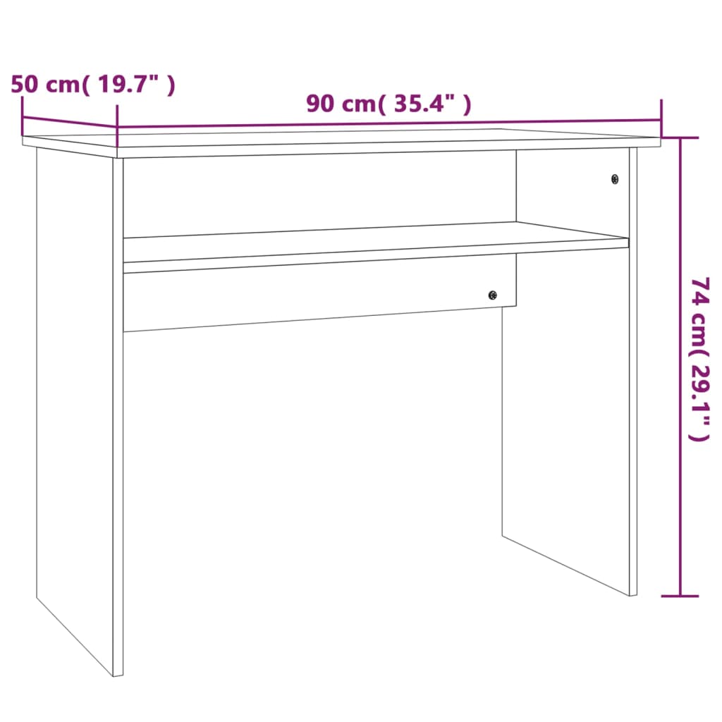 vidaXL Skrivebord grå sonoma 90x50x74 cm konstruert tre