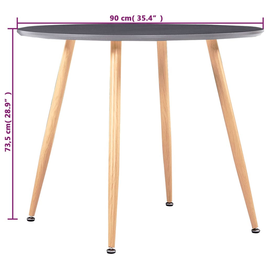 vidaXL Spisebord grå og eik 90x73,5 cm MDF