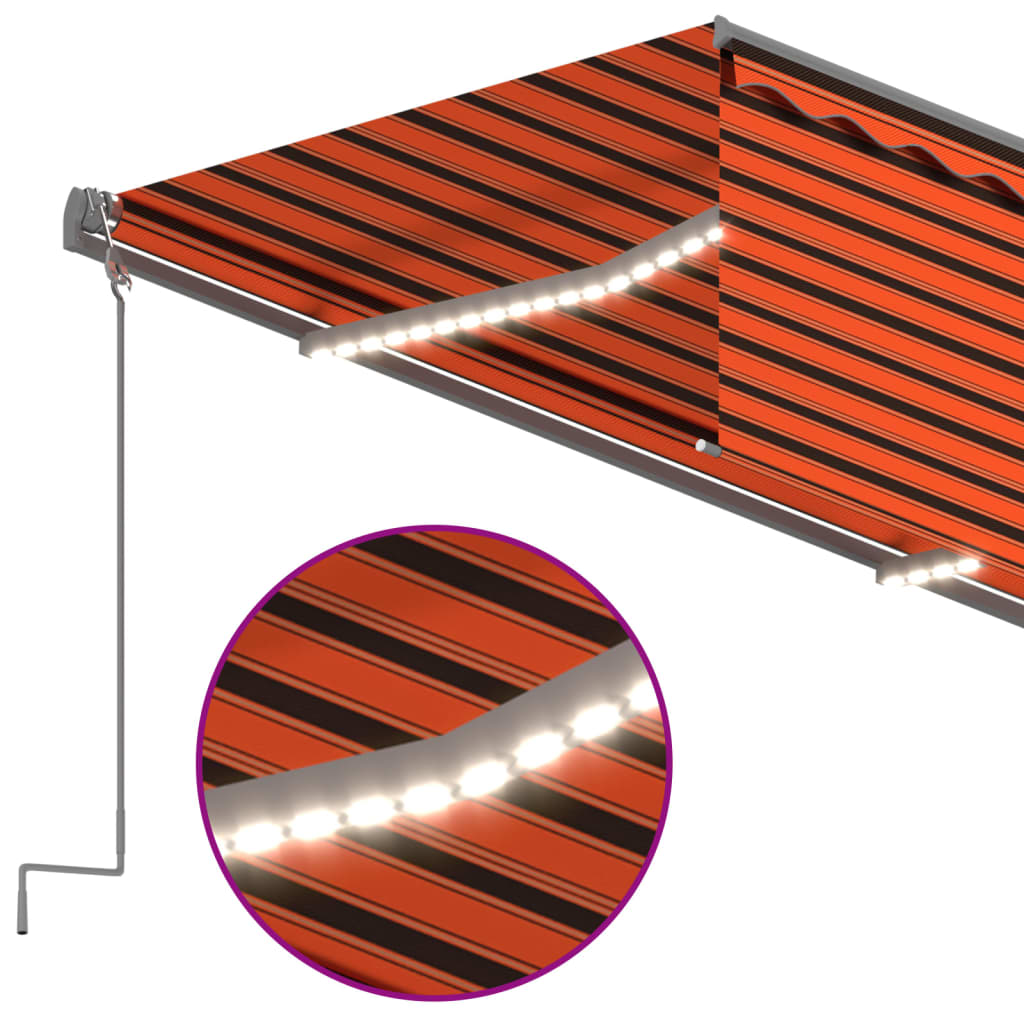 vidaXL Automatisk markise rullegardin LED vindsensor 3,5x2,5 m oransje