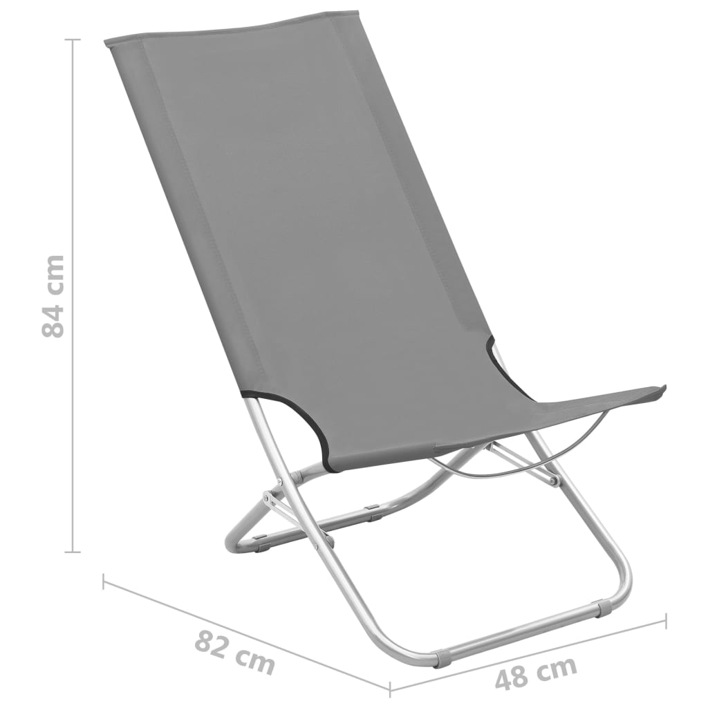 vidaXL Sammenleggbare strandstoler 2 stk grå stoff