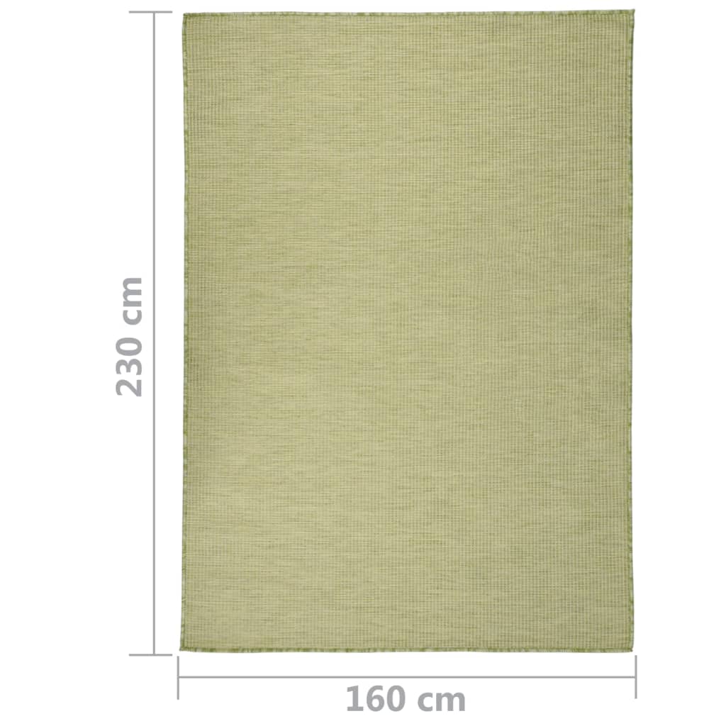 vidaXL Utendørs flatvevd teppe 160x230 cm grønn