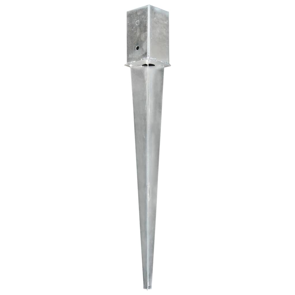 vidaXL Jordspyd 2 stk sølv 8x8x76 cm galvanisert stål