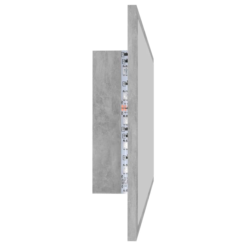 vidaXL LED-badespeil betonggrå 90x8,5x37 cm akryl