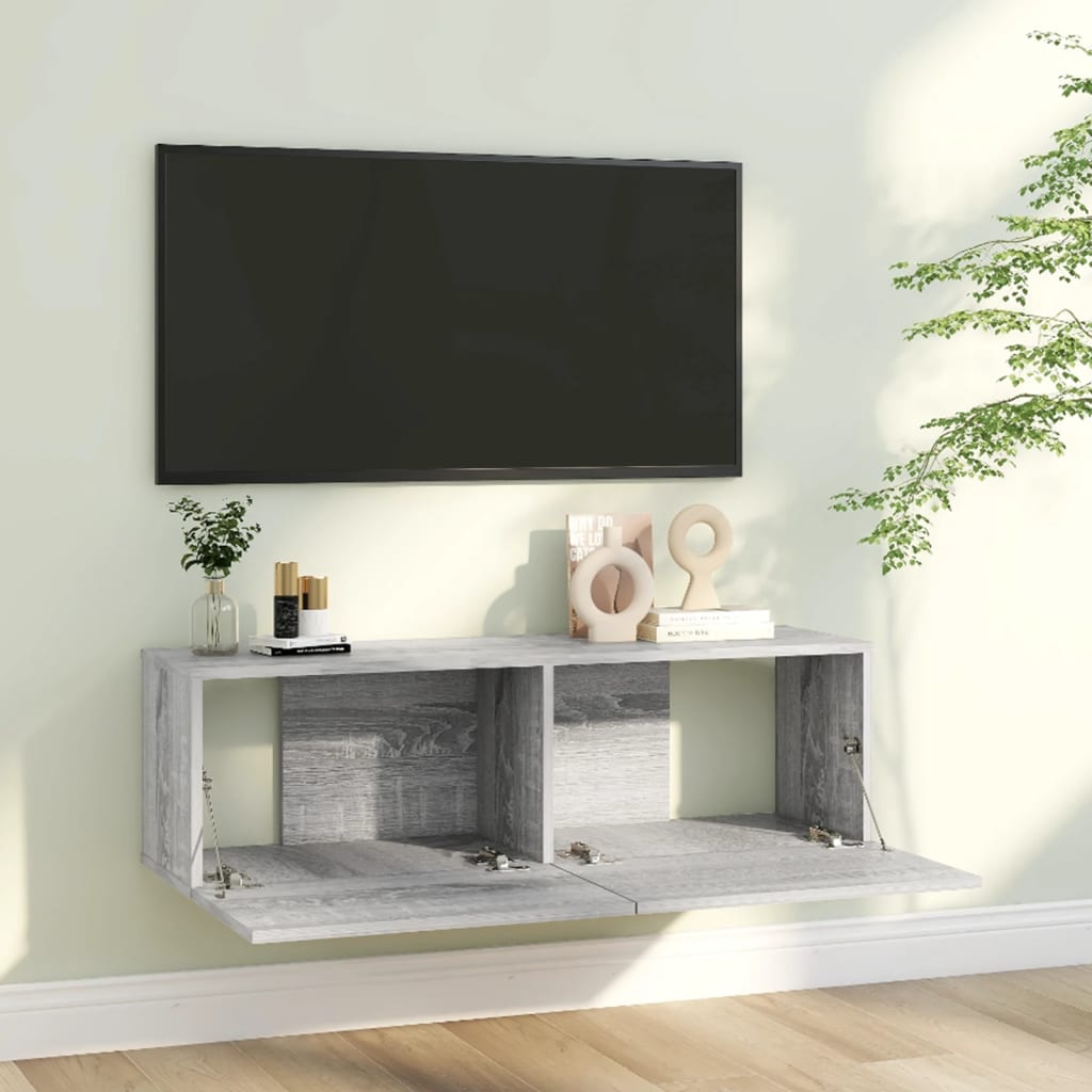 vidaXL TV-benk grå sonoma eik 100x30x30 cm konstruert tre